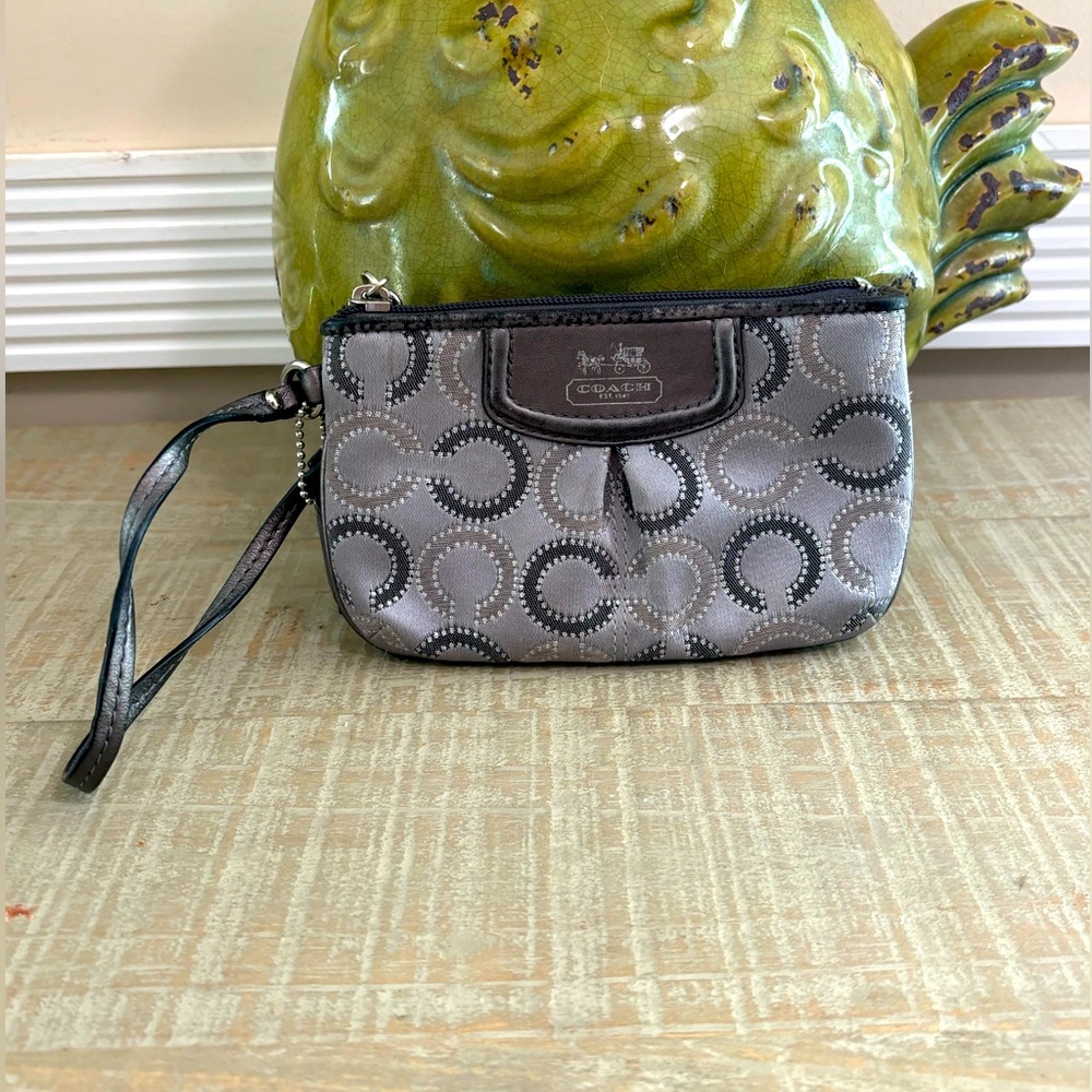Coach Optic C Silver / Grey Wristlet (EUC)